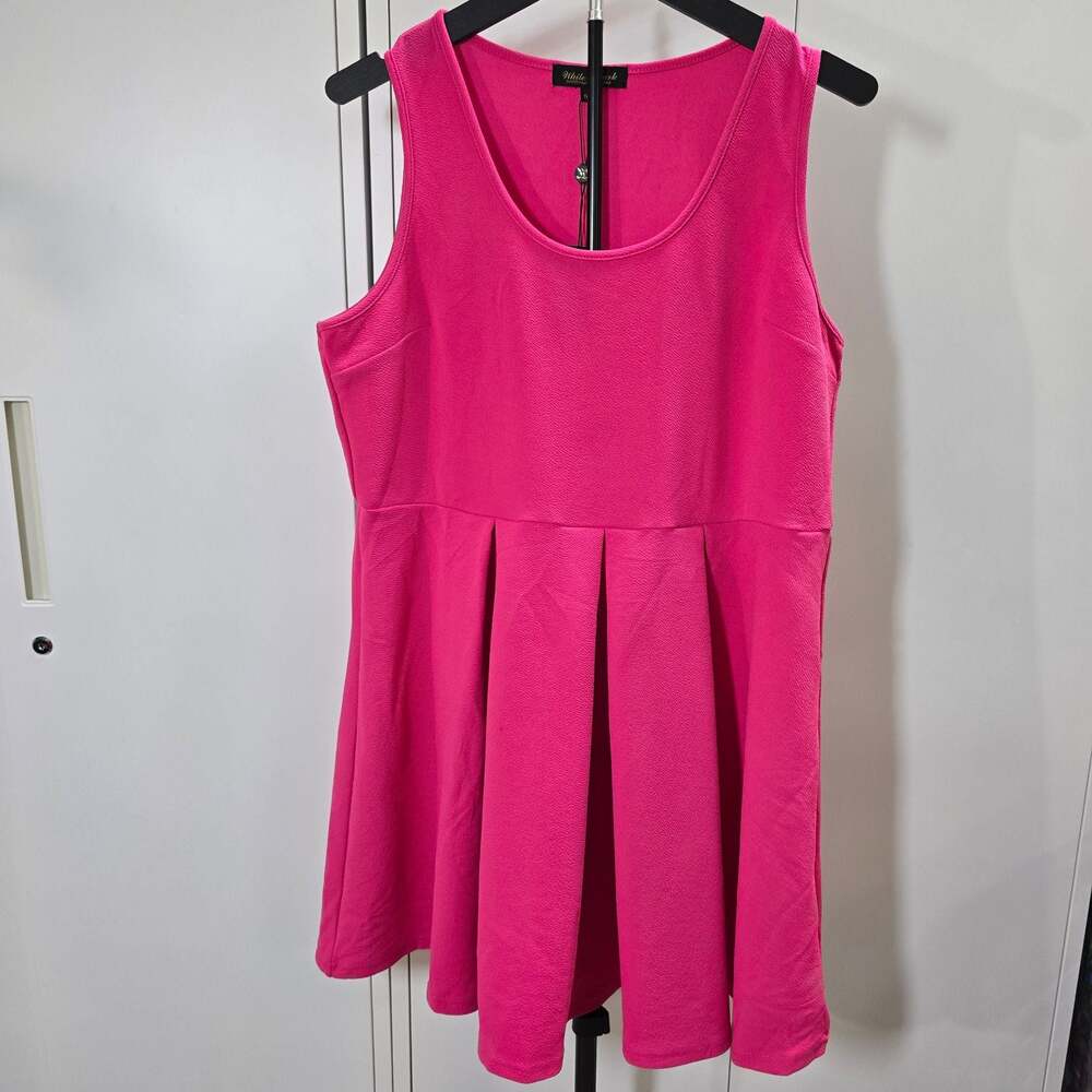 White Mark Women's Sleeveless Pleated Fit and Flare Mini Dress in Hot Pink